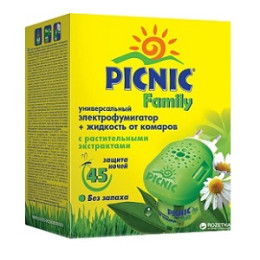 Електрофумігатор "Picnic Family" + рідина захист від комарів 30 мл. (45 ночей) код 022