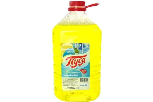 Засіб мийний для скла та дзеркал ТМ "Пуся" з ароматом лимону 5л
