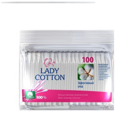 Ватні палочки для вух 100шт "Lady Cotton" в ПОЛІЕТ. пак. 50шт/ящ.