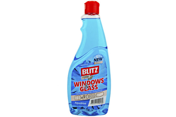 Рідина для миття скла "BLITZ Crystal" Aquablue 0,5л ПЕТ пляшка запаска