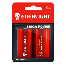 Батарейка ENERLIGHT MEGA POWER D (Бочка) АЛКАЛАЙН (БЛІСТЕР) 2 шт./бл 4823093503403
