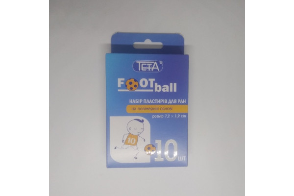 Набір пластирів для ран Teta® Football на полімерній основі, розмір 7,2х1,9 см, 10 шт/пак