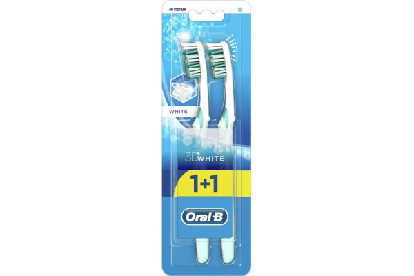 Зубна щітка 22761 ORAL_B 3D White відбілювання. 40 середня 1+1шт безкоштовно