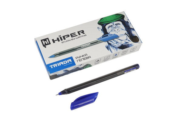 Ручка гелева Hiper Triada 0,6 мм, синя  HG-205 ш.к. 8907016033508