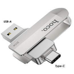 USB флеш-накопичувач Hoco UD10 USB3.0 Type C/Type A 32GB (Сталевий)